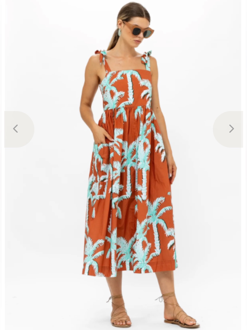 Oliphant Tie-Strap Pocket Midi Dress In Cartagena Brown Size Xs